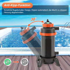 SWANEW Poolheizung Elektrisch, 3KW Pool Heizung, Warmwasser Heizung für Pools, Schnittstelle 32-38 mm