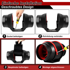 SWANEW Rauchabzug Rohrventilator Inline-Kanalventilator Abluftventilator mit variabler Geschwindigkeitskontrolle Rohrlüfter Belüftung Lüfter [Energieklasse F]