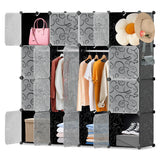 SWANEW DIY Kleiderschrank, 12/16/20 Würfel, Regalsystem, Offen Kunststoff Garderobe, Steckregal