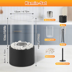 SWANEW Bioethano Tischkamin, Dekokamin, Rund Tischfeuer, 12 x 22 cm