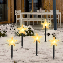 SWANEW LED Garten Leuchtstäbe Stern, Weihnachtslichter Außen mit Batterie und Timer, IP65 Sterne Weihnachtsbeleuchtung, für Gartenstecker