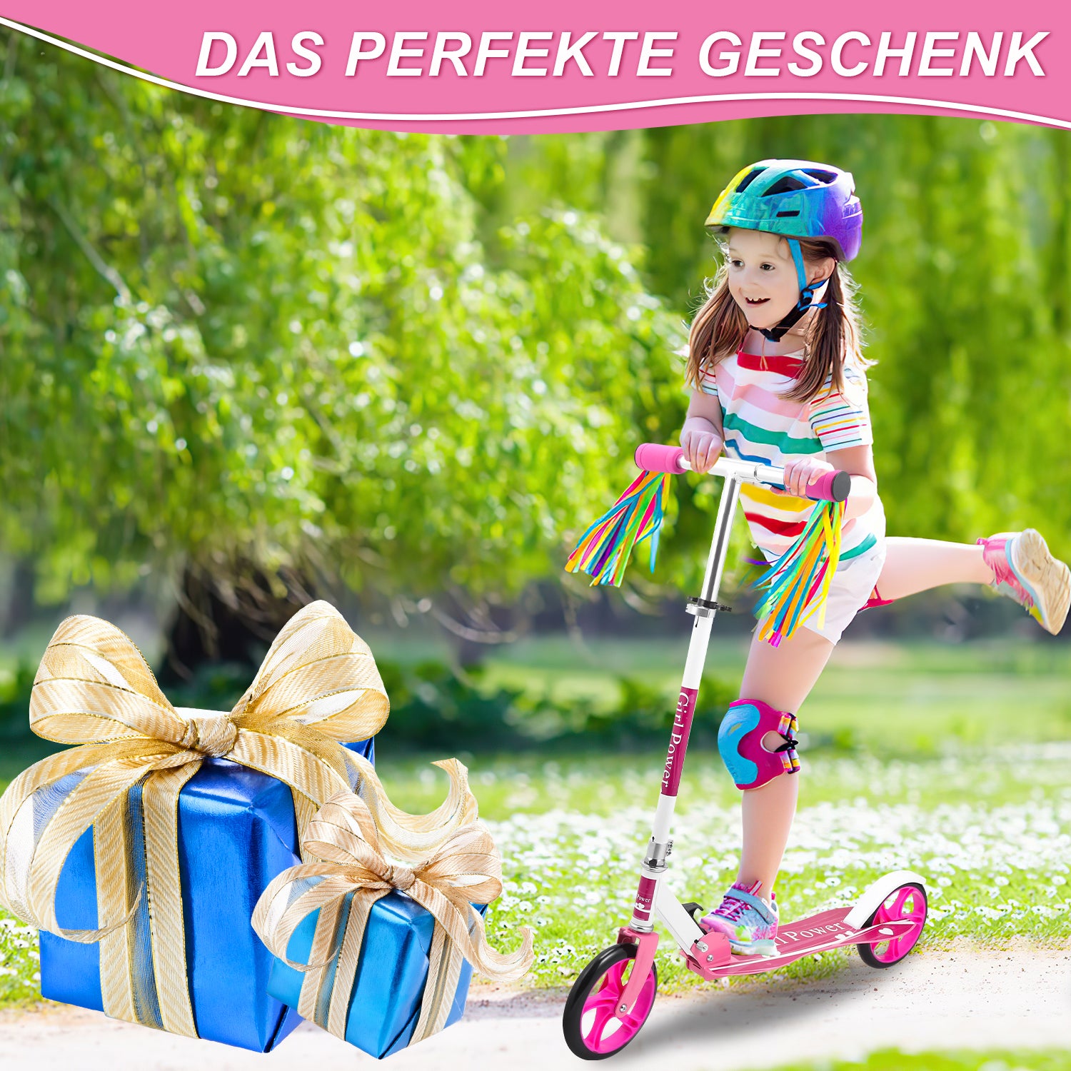 Kinderscooter Aluminium mit 205 mm Rädern & 3-fach höhenverstellbar