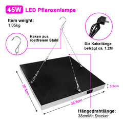 SWANEW 15W/45W LED Pflanzenlampe, Pflanzenlicht Quadrat, Vollspektrum LED-Wachstumslicht, Grow Light