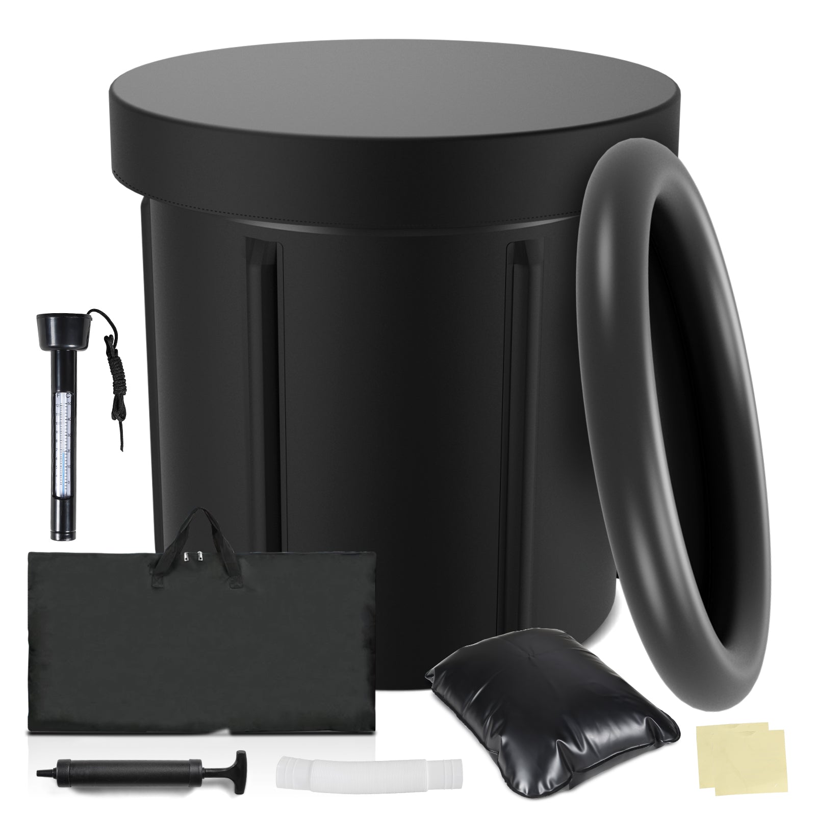 SWANEW Eisbad Eisbaden Tonne 80 cm, Faltbare Badewanne 390L,  Kältetherapie Set mit 5 Isolierschichten, Aufblasbare Eistonne-Set für Zuhause