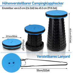 SWANEW Tragbarer Klapphocker, Leichte Teleskophocker, 6-44 cm Höhenverstellbare Falthocker, Tragfähigkeit 150 kg