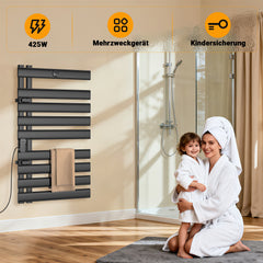 SWANEW Badheizkörper Handtuchhalter 425W, Handtuchheizkörper mit Fernbedienung
