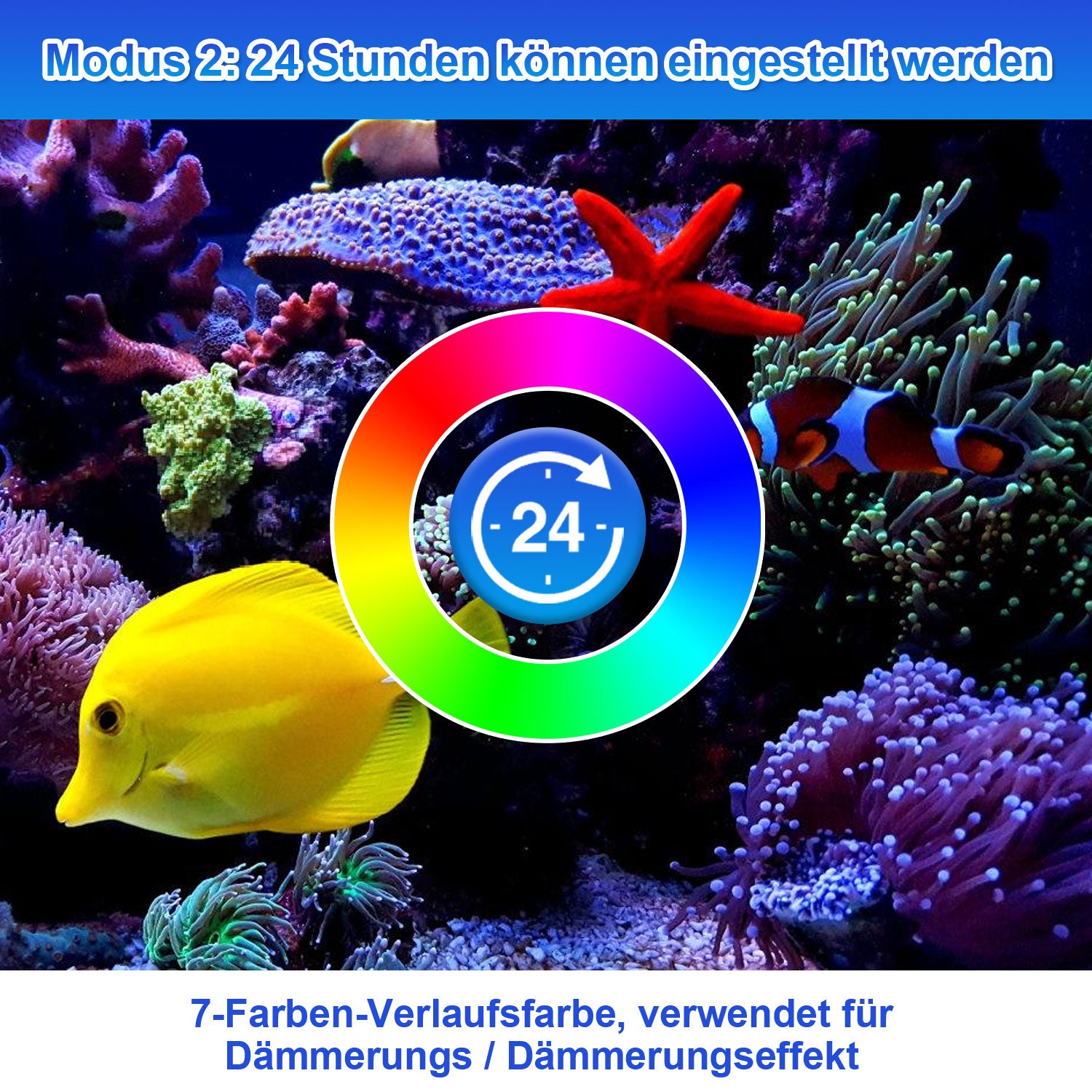 SWANEW LED Aquarium Beleuchtung 18W/30W/45W, Aquarienbeleuchtung 24/7 Modus, wasserdicht, 55-150cm, Aufsetzleuchte Vollspektrum Licht