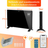 SWANEW Elektroheizung 2000W, Konvektor Heizung, Elektroheizkörper, Standgerät Elektrisch Heizkörper, Infrarotheizung mit Fernbedienung Thermostat & App-Steuerung, Wandmontage, [Energieklasse A]