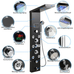 SWANEW 6-in-1 LED Duschpaneel mit Armatur, Edelstahl 304 Duschsäule mit 5 Duschfunktionen, Wandmontage