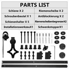 SWANEW Schiebetürsystem Schiebetürbeschlag Set Diamant Laufschiene für Schiebetüren 0,9M Track Rail Länge Holz-Gewichtskapazität 150kg Schiebetür Schiene Set Glasschiebetür Komplettset