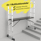 SWANEW Mehrzweckleiter, Arbeitsgerüst, bis max. 150 Kg, 4 in 1 Aluminium Leiter, 6+6 Stufen