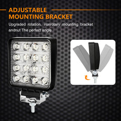 SWANEW 48W LED Arbeitsscheinwerfer, IP67 Wasserdicht Rechteck Zusatzscheinwerfer, 12V 6500K LED Scheinwerfer, Rückfahrscheinwerfer