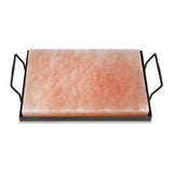 SWANEW Salzstein zum Grillen XXL, 20x30x3cm Salz Grillsteine Mit Eisenplatte, Wiederverwendbar Salzgrillstein, Original Kristallsalz aus dem Vorgebirge, Salzplatte zum Grillen für BBQ