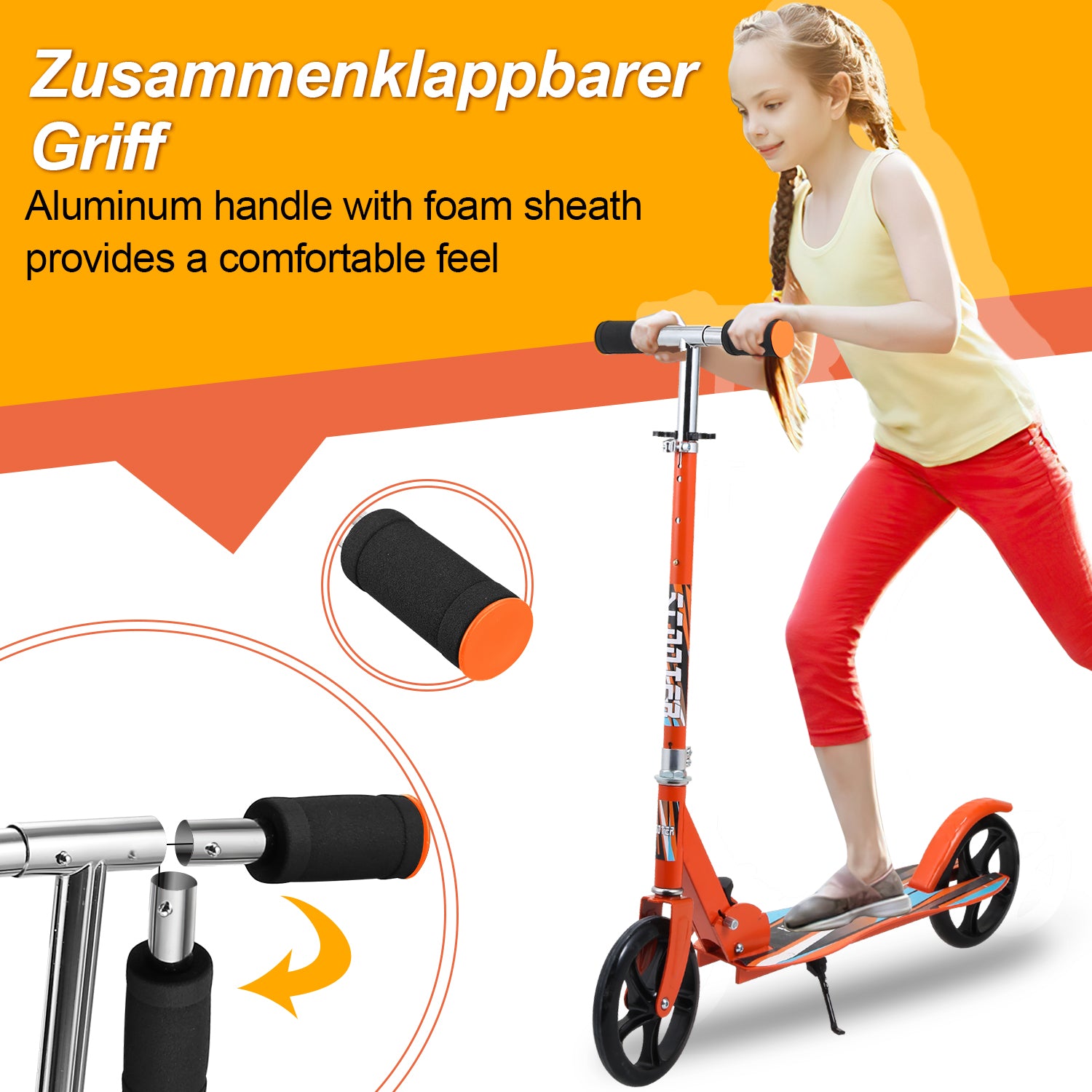 Kinderscooter Aluminium mit 205 mm Rädern & 3-fach höhenverstellbar