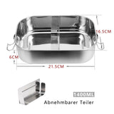 SWANEW Edelstahl Brotdose auslaufsicher Lunchbox Metall Dichte Bento Box Fassungsvermögen mit Fächern