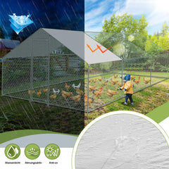 SWANEW Hühnerstall Freilaufgehege 3 x 6 x 2 m, Stahl Verzinkt Kleintierstall Freilauf Vogelkäfig Hühnerkäfig mit Schloss