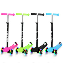 SWANEW Kinderroller Funscooter Tretroller Kickroller 3-Rad-Kinderroller LED-bis 50kg belastbar, Höhenverstellbar