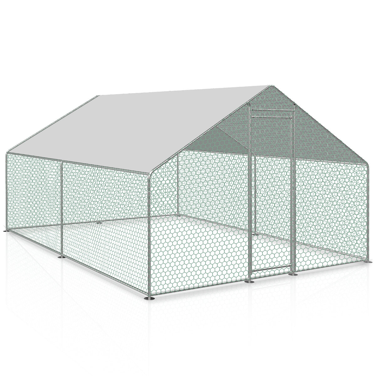 Hühnerstall Freilaufgehege, 3x3x2m, Verzinkter Stahl