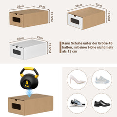 SWANEW Aufbewahrungsboxen mit Sichtfenster & Schublade, Faltbare Schuhboxen, Stapelbar Allzweckbox