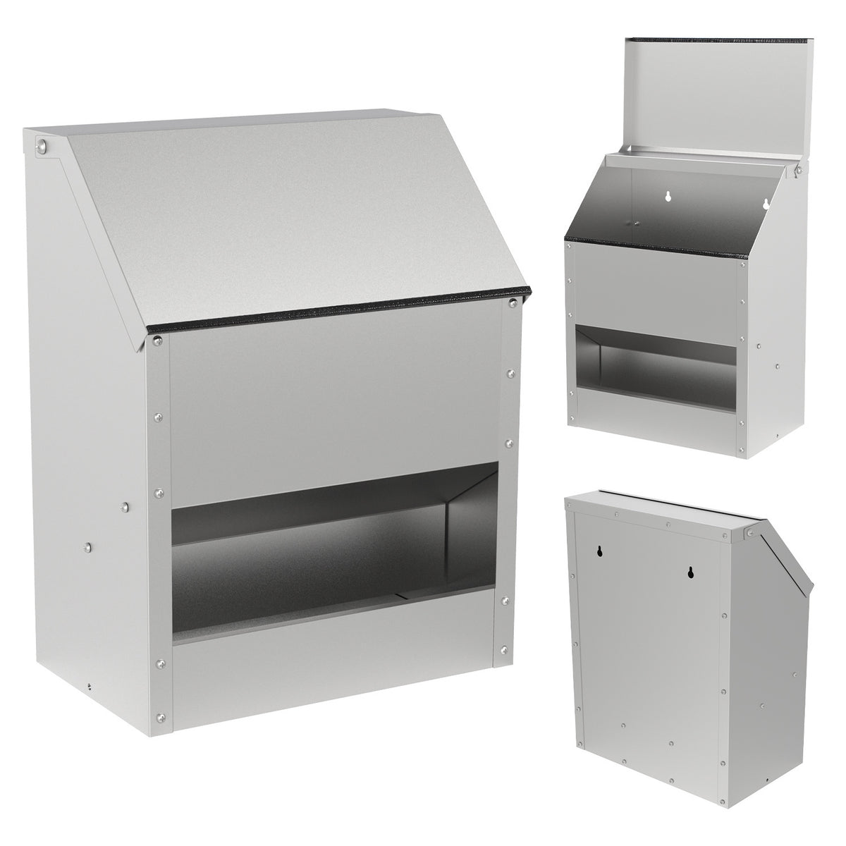 Hühnerfutterautomat mit Deckel & Wandhalterung