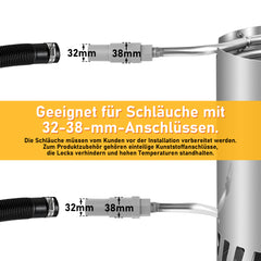 SWANEW Brennholz Poolheizung, Schwimmbadheizung mit Feuer, 100% rostfreier Edelstahl Poolheizung Feuertonne, 32-38mm Anschlüsse, mit Feuerfeste Matte und Tablett