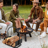 SWANEW Feuerholzablage Tragbarer Kaminholzkorb mit Griff Kompakter Kaminholzregal  40x30x46cm