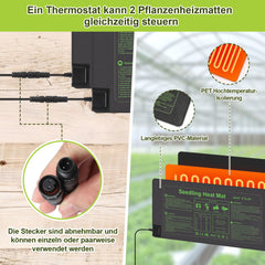 SWANEW Heizmatte Pflanzen mit Thermostat, Wärmematte, IP67 Wasserdicht, 27W/55W