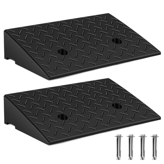 SWANEW 2 Stück Auffahrrampe Gummi, Bordsteinrampe, Rollstuhlrampe 49x30x11cm