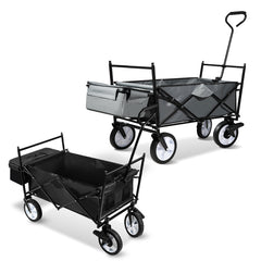 Bollerwagen Faltbar mit Dach 360 Grad drehbaren Rädern, 96 L Handwagen mit Verstellbarem Griff mit Herausnehmbare Plane, Strandwagen Gartenwagen Transportwagen Bollerwagen Kinder 100KG Tragkraft