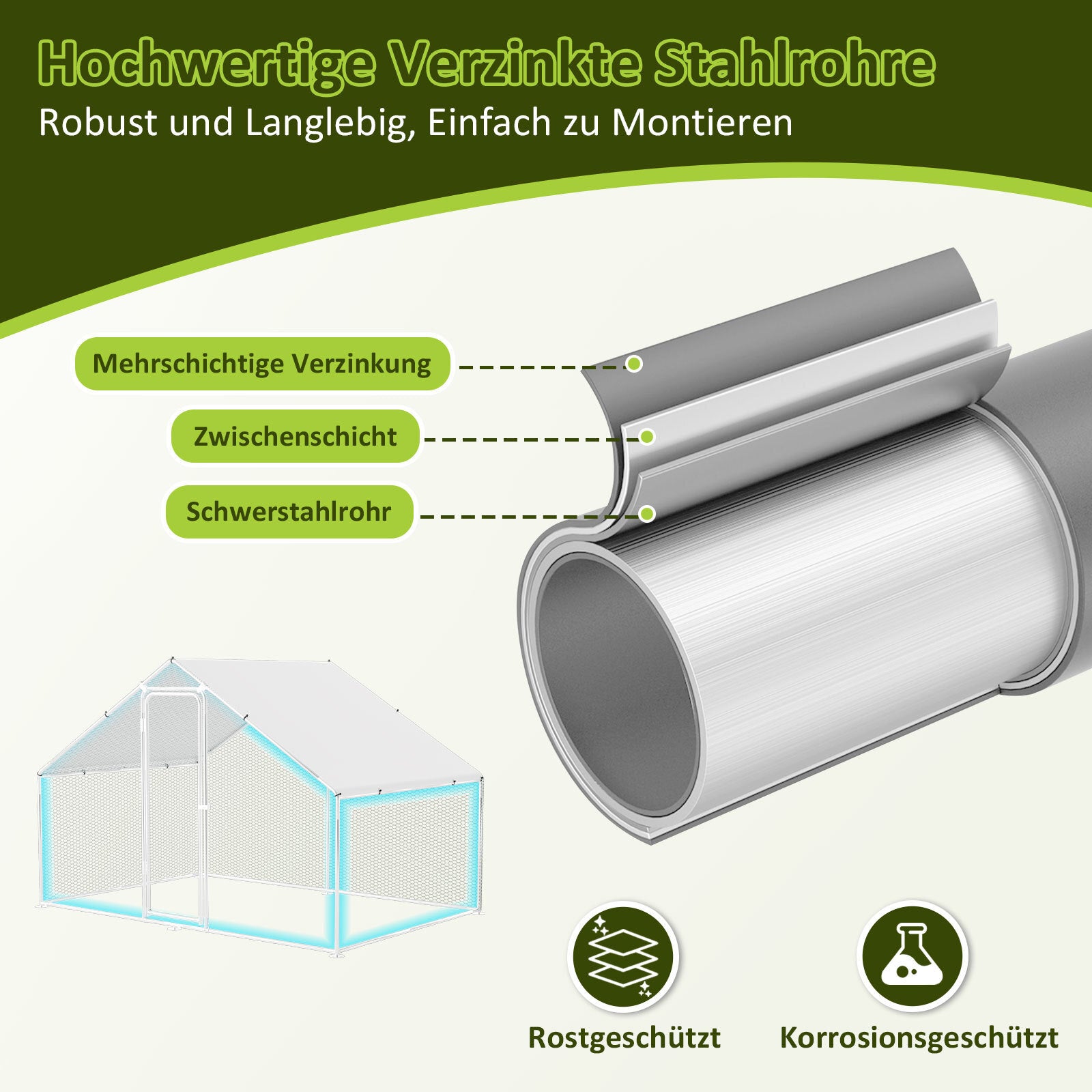 Hühnerstall Freilaufgehege 3x3x2m