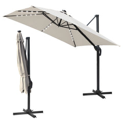 SWANEW Sonnenschirm 300 x 300 cm Solar LED Ampelschirm mit Kurbel UV50+, Drehbar und Kippbar