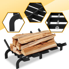 SWANEW Kaminrost Gussrost Holzregal Feuerrost für Kamineinsatz V-förmig