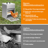SWANEW Futterautomat Hühner mit Trittplatte, Deckel, 5kg verzinkt, Futterspender Hühner, Hühner Zubehör