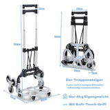 SWANEW Treppensteiger sackkarre klappbar, bis 75kg, Transportkarre extra Langer Teleskopgriff 100 cm, Aluminium treppensackkarre