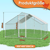 SWANEW Hühnerstall, Freilaufgehege mit Schloss, 3x4x2m, Kleintierstall Freigehege, Vogelkäfig