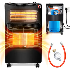 SWANEW Gasheizer 4200W & Elektroheizung 1260W, Elektrische Gas-Zweizweckheizgeräte, Infrarot Heizstrahler, Heizstrahler Gasheizgerät mit 3 Schutzvorrichtungen [Energieklasse A]