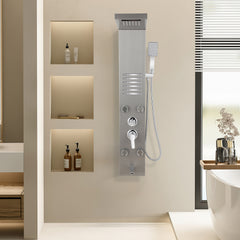 SWANEW Duschpaneel mit Armatur, 5 Funktionen, Verstellbare Massagedüsen, Wandduschpaneel Duschsäule, Edelstahl