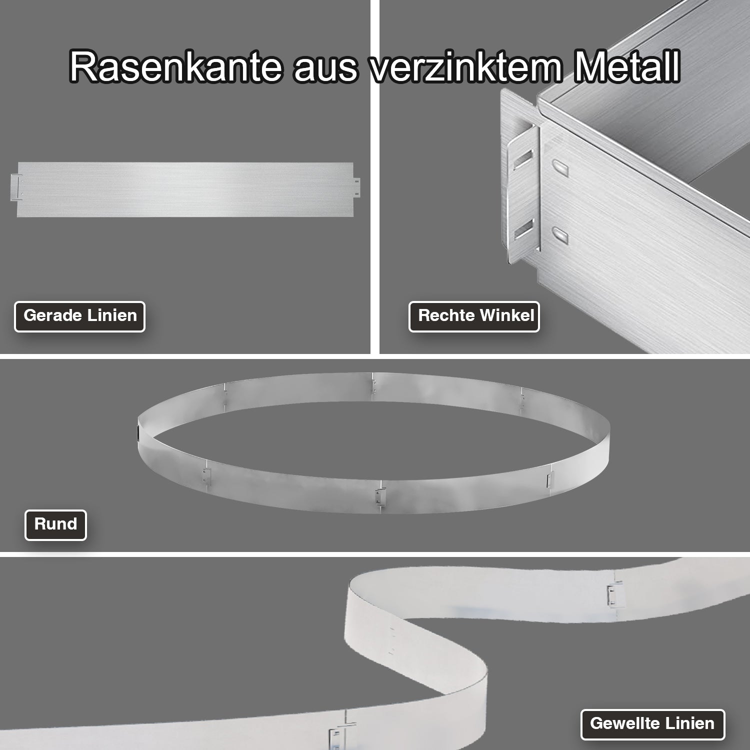 Rasenkante verzinkt Metall Höhe 15cm/18cm