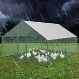 SWANEW Hühnerstall Freilaufgehege, 3x3x2m, Verzinkter Stahl Kleintierstall Hühnerhaus