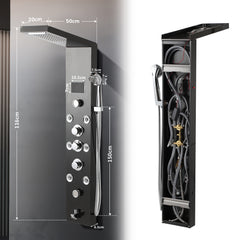 SWANEW 6-in-1 LED Duschpaneel mit Armatur, Edelstahl 304 Duschsäule mit 5 Duschfunktionen, Wandmontage