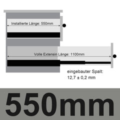 SWANEW Schubladenschienen 250 - 550 mm, Schubladen  Schienensystem mit Selbsteinzug, Teleskopschiene vollauszug Schubladenauszüg, Kugelführung, Tragkraft 35 Kg
