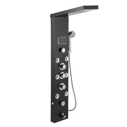 SWANEW 6-in-1 LED Duschpaneel mit Armatur, Edelstahl 304 Duschsäule mit 5 Duschfunktionen, Wandmontage