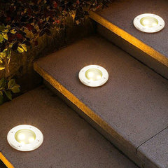 SWANEW Bodeneinbaustrahler Aussen  Warmweiß Runde Bodenstrahler, 3W IP67 WasserdichtBodenleuchte aus Edelstahl für [Energieklasse G]