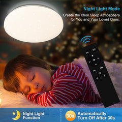 SWANEW 24W Led Deckenleuchte Dimmbar, Sternenhimmel Deckenlampe, mit Fernbedienung, 2160LM, 2700-6500K, IP44