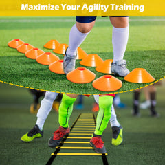 SWANEW Speed & Agility Training Set Koordinationsleiter, Trainingsset Enthält 1 Agility Leiter, 6 verstellbare Hürden, 12 Hütchen, Aufbewahrungstasche