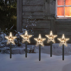 SWANEW LED Garten Leuchtstäbe Stern, Weihnachtslichter Außen mit Batterie und Timer, IP65 Sterne Weihnachtsbeleuchtung, für Gartenstecker