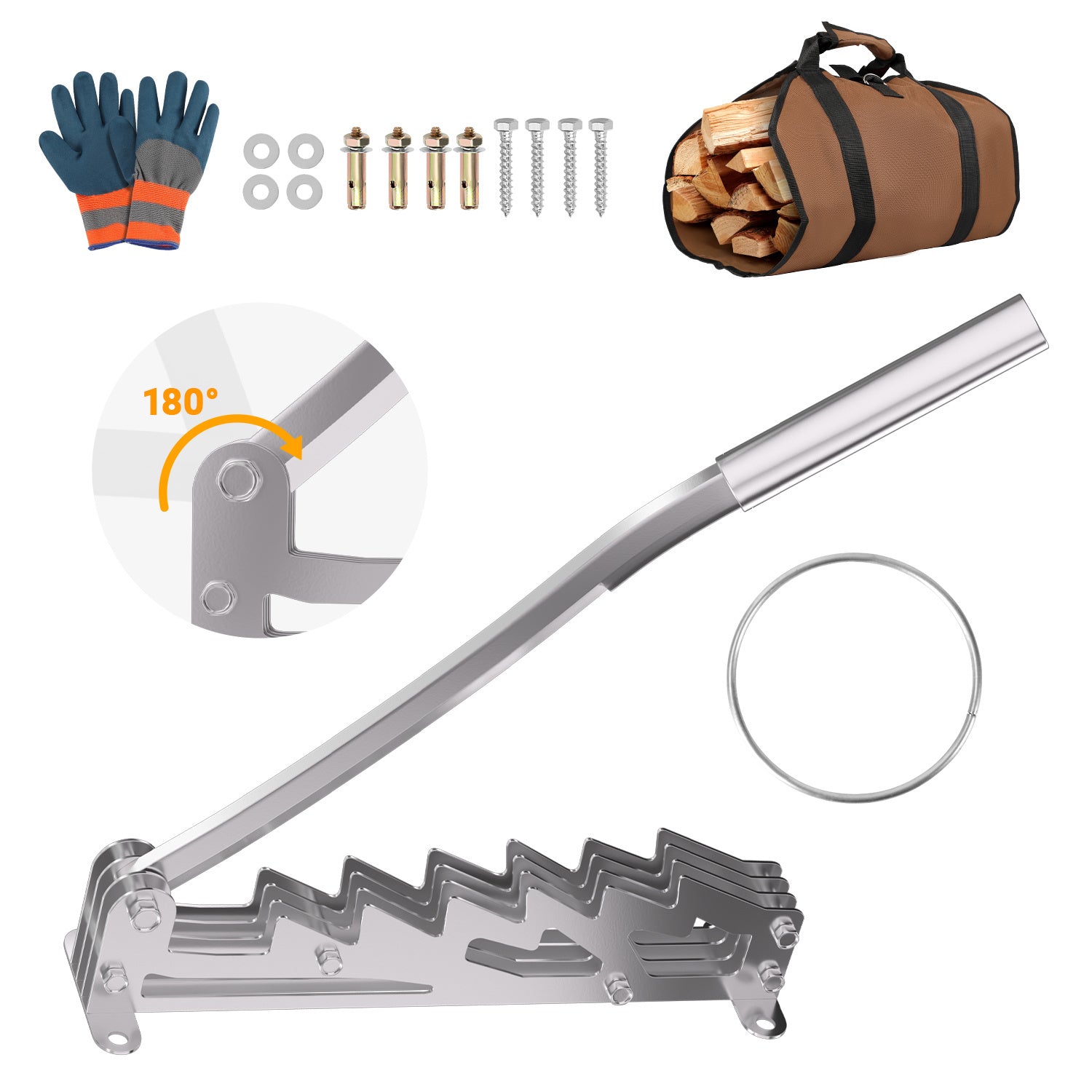 SWANEW Holzspalter manuell, Handholzspalter, Brennholzspalter, Wandhalterung