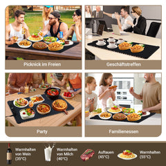 SWANEW Warmhalteplatte Elektrisch, 240W Faltbare Speisenwärmer, mit  Kindersicherung, 65x38 cm