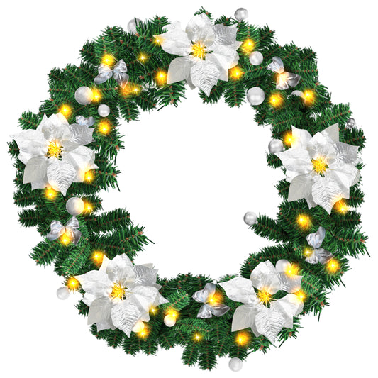 SWANEW 2.7M Weihnachtsgirlande, Künstlich Tannengirlande mit Beleuchtung inkl.Deko, Batteriebetrieben mit 50 LEDs Warmweiß, Weihnachtskranz Weihnachtsdeko Girlande