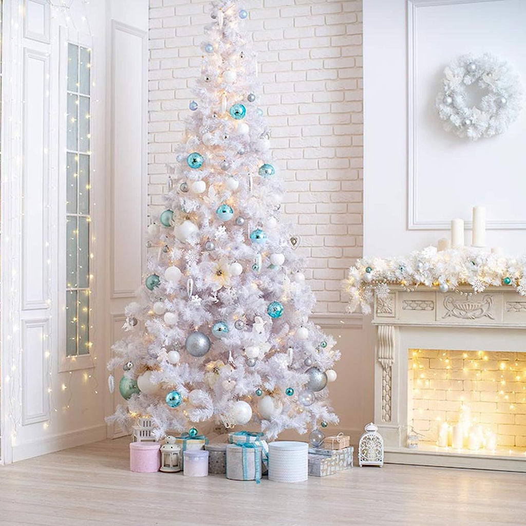 Weihnachtsbaum, künstlich Christbaum mit 200 Spitzen, Schwer Entflammbar, PVC Tannenbaum Weiß 120CM/150CM